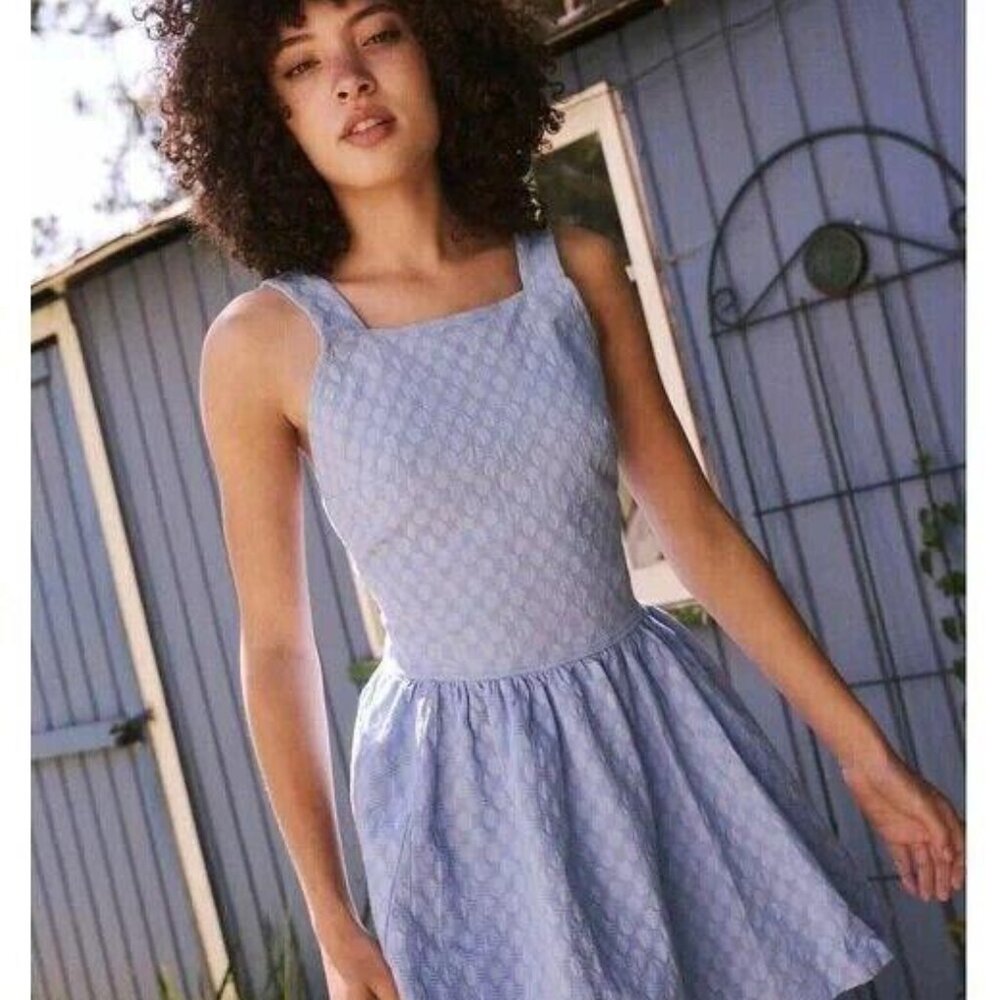 Free People Free-Est Va Va Volume Mini Dress Jacquard Criss-Cross XS NEW 264752 - Picture 2 of 7